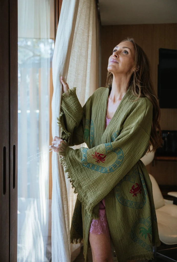 Midi Robe Kiwi Palm Crab