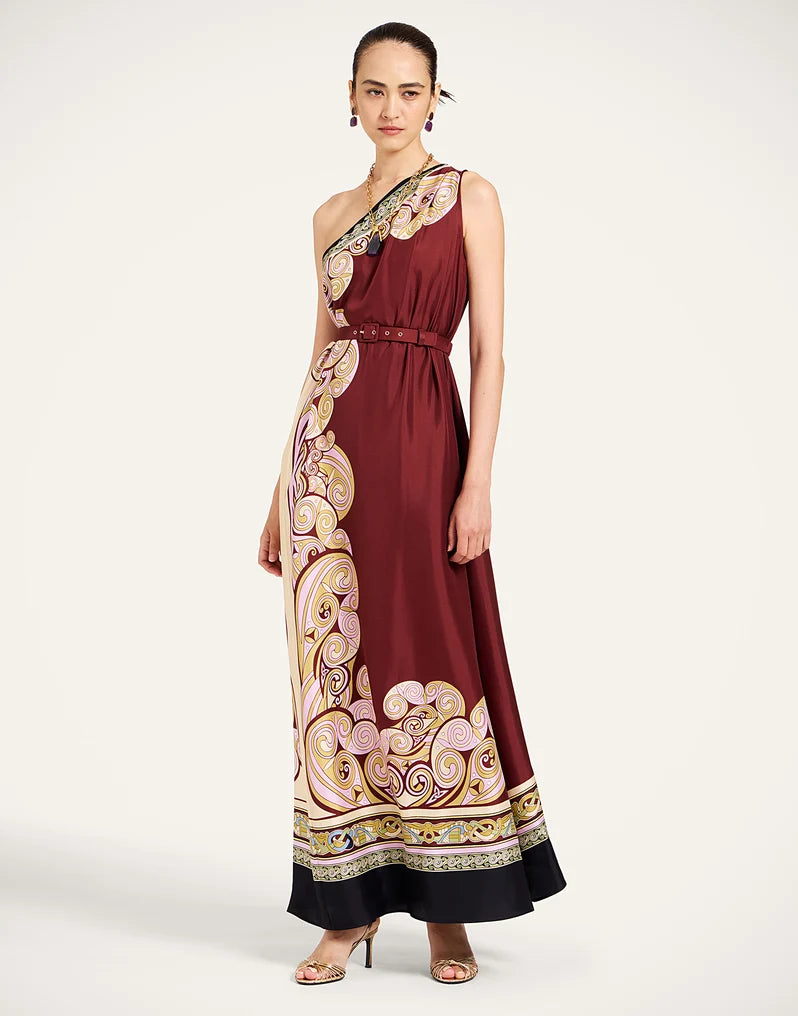 Roy Dress Kells Swirl Placée Burgundy