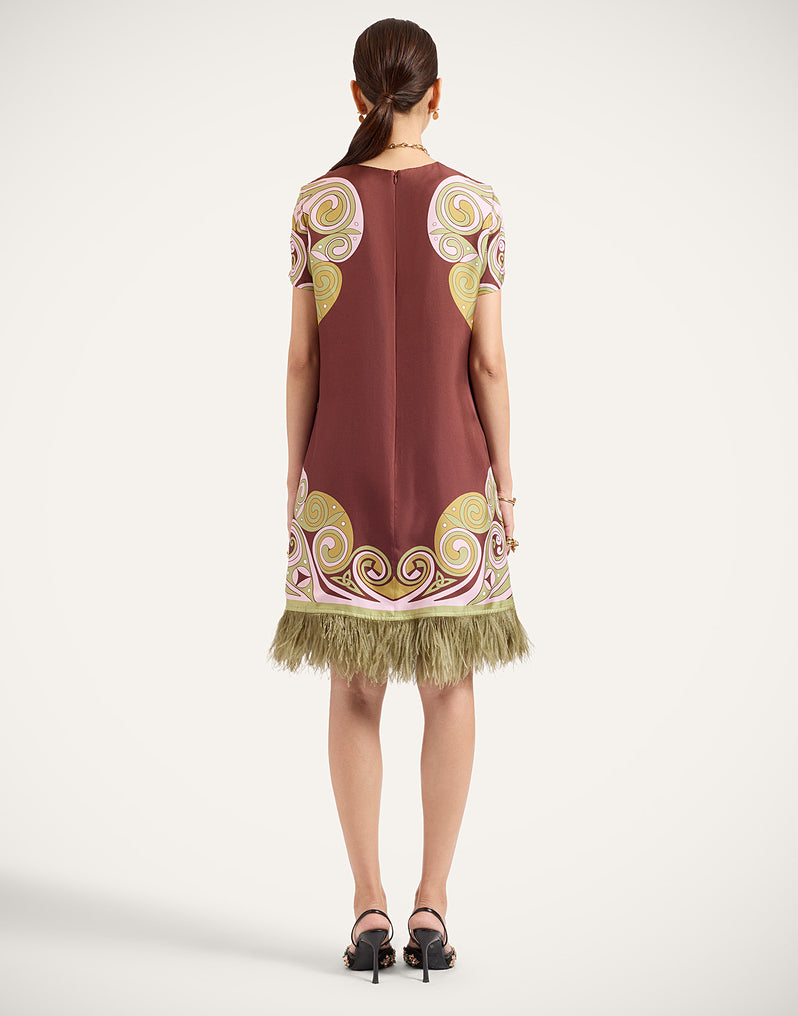 Mini Swing Dress Kells Swirl Placée Burgundy