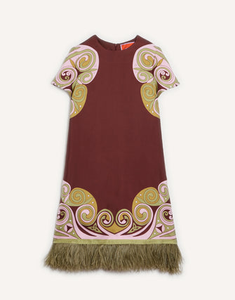 Mini Swing Dress Kells Swirl Placée Burgundy