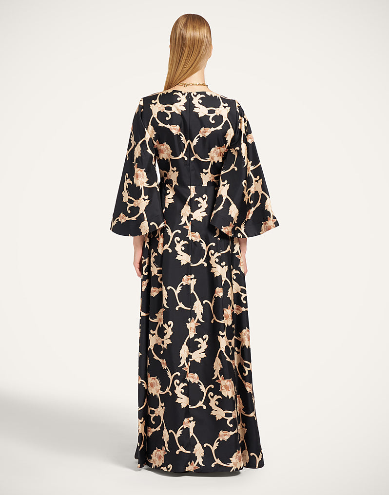 Belle Kaftan Buttercup Black in Silk Twill
