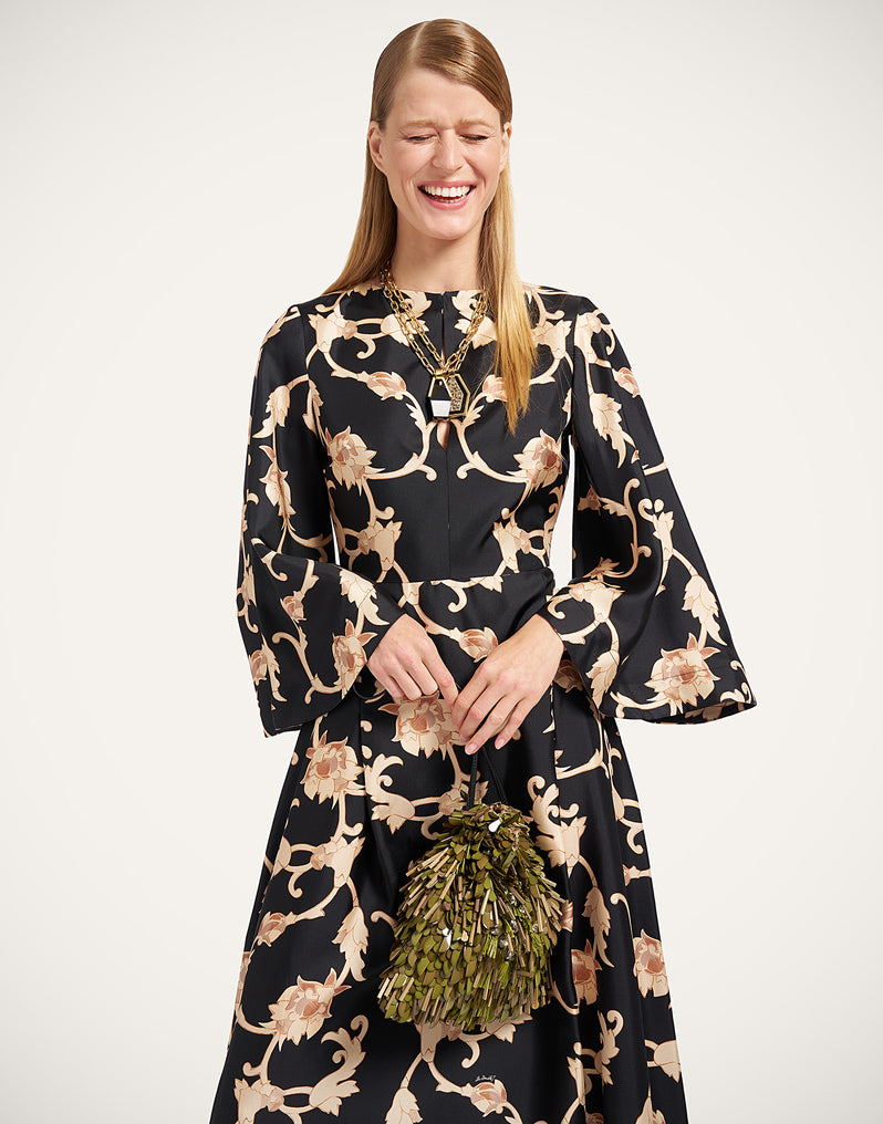 Belle Kaftan Buttercup Black in Silk Twill