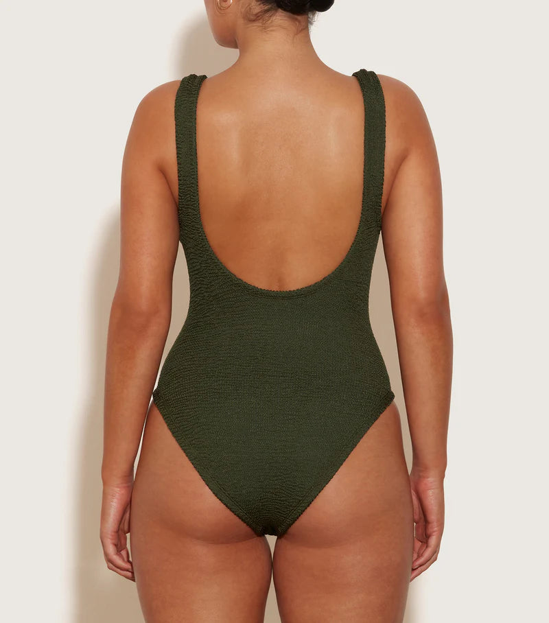 Square Neck Swim Metallic Khaki