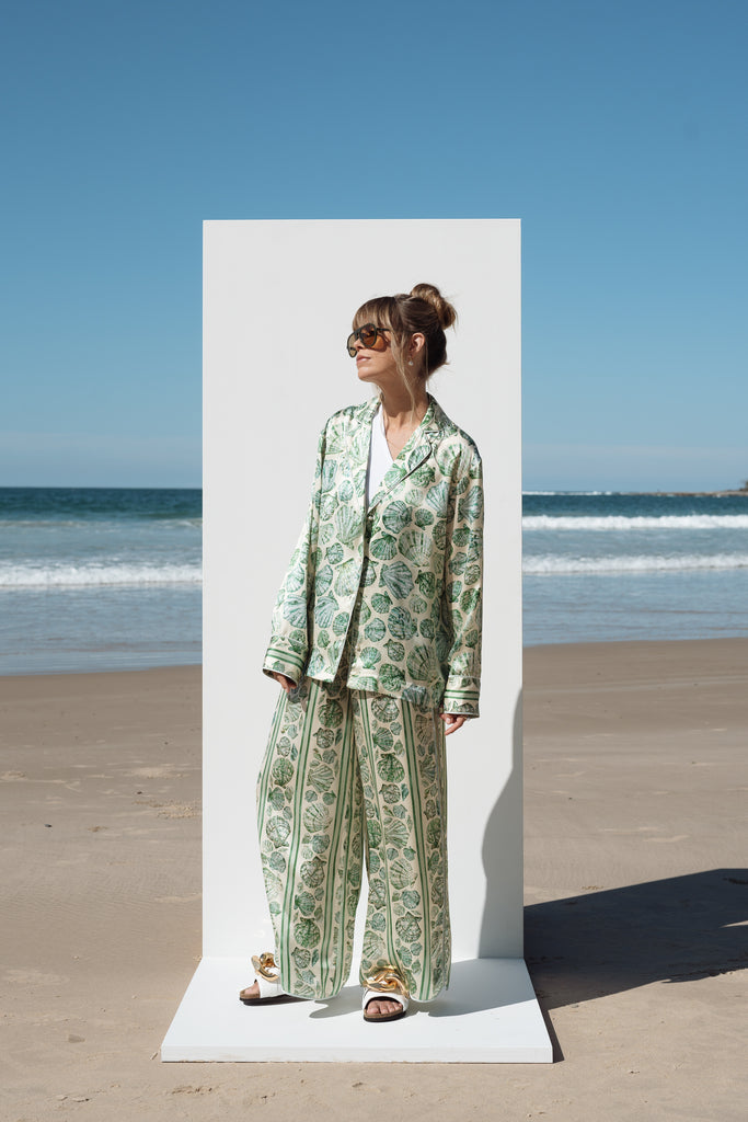 By The Seashore Silk Blouse Pistachio