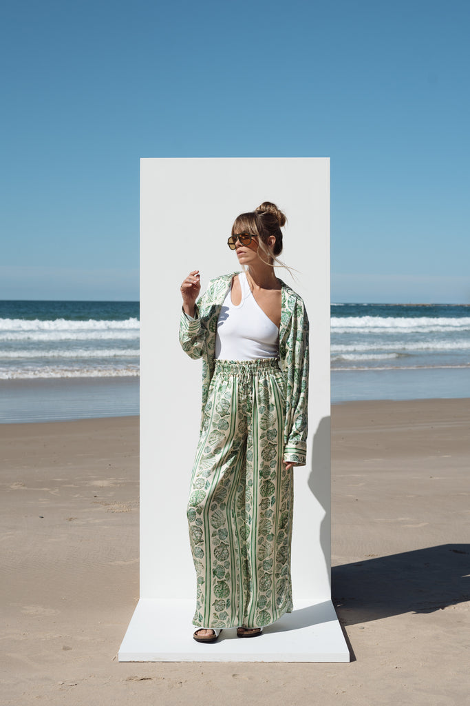 Stripe Seashell Pant Pistachio