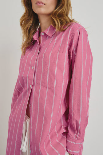 Elsa Shirt Hibiscus White Stripe