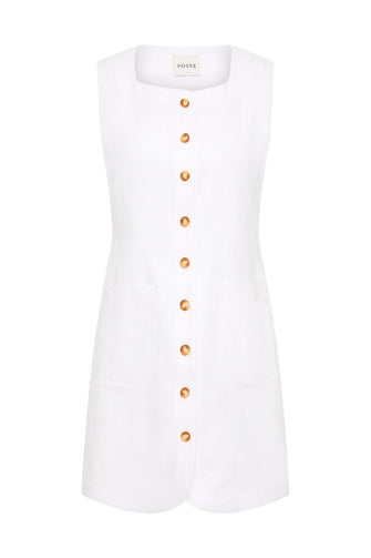 Emma Button Down Mini Dress Ivory