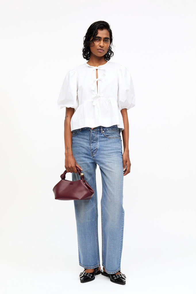 Cotton Poplin Peplum Blouse White