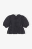 Cotton Poplin Peplum Blouse Black