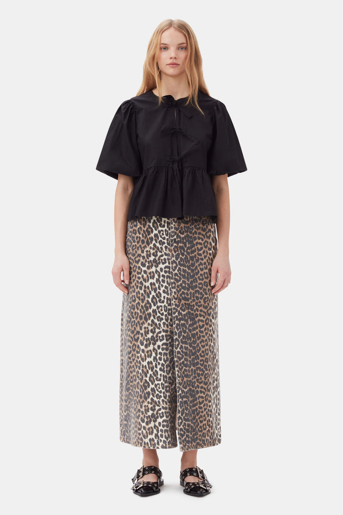 Cotton Poplin Peplum Blouse Black