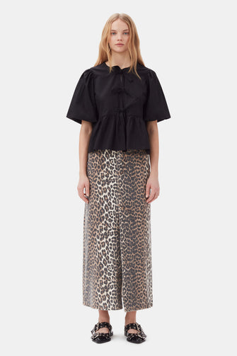 Cotton Poplin Peplum Blouse Black