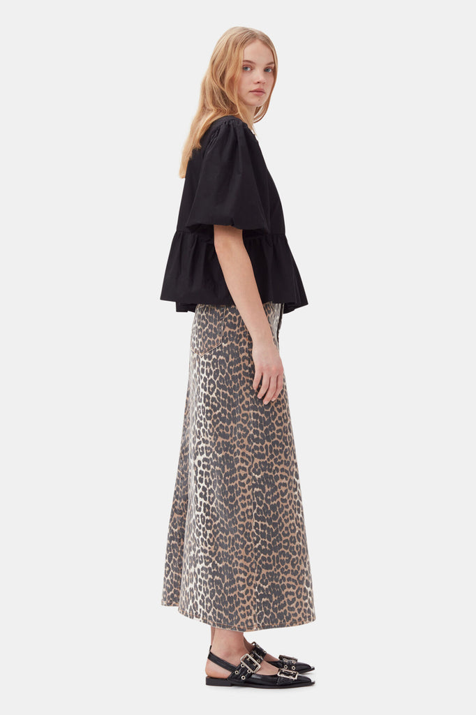 Cotton Poplin Peplum Blouse Black