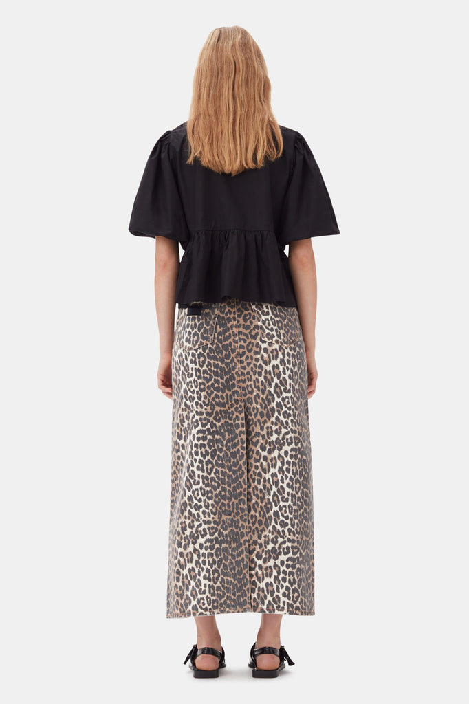 Cotton Poplin Peplum Blouse Black