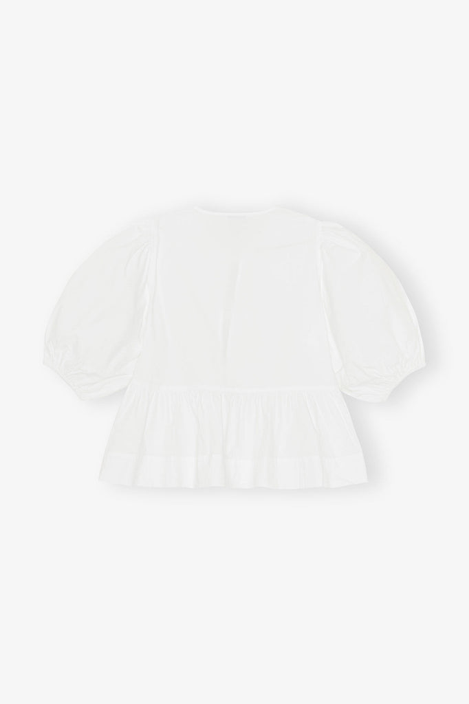 Cotton Poplin Peplum Blouse White