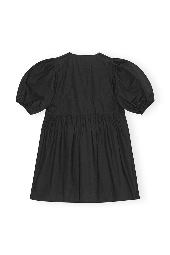 Cotton Poplin Tie Mini Dress Black