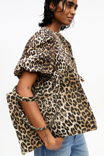 Leopard Cotton Poplin Peplum Blouse