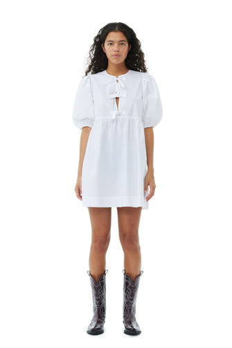 Cotton Poplin Tie Mini Dress