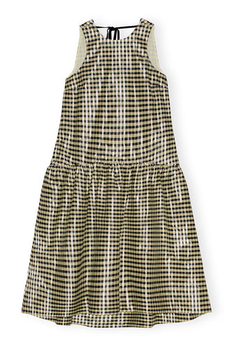 Shiny Check Midi Dress