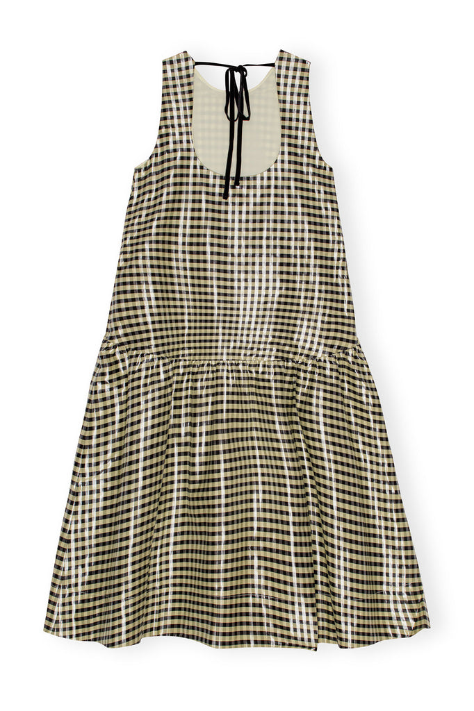 Shiny Check Midi Dress