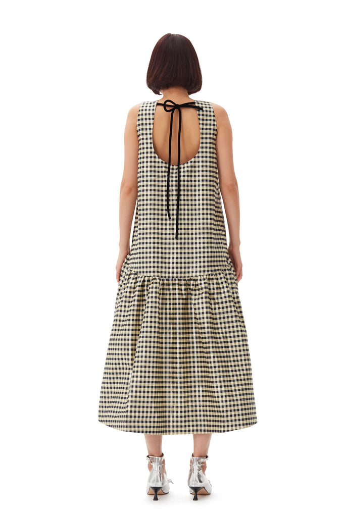 Shiny Check Midi Dress