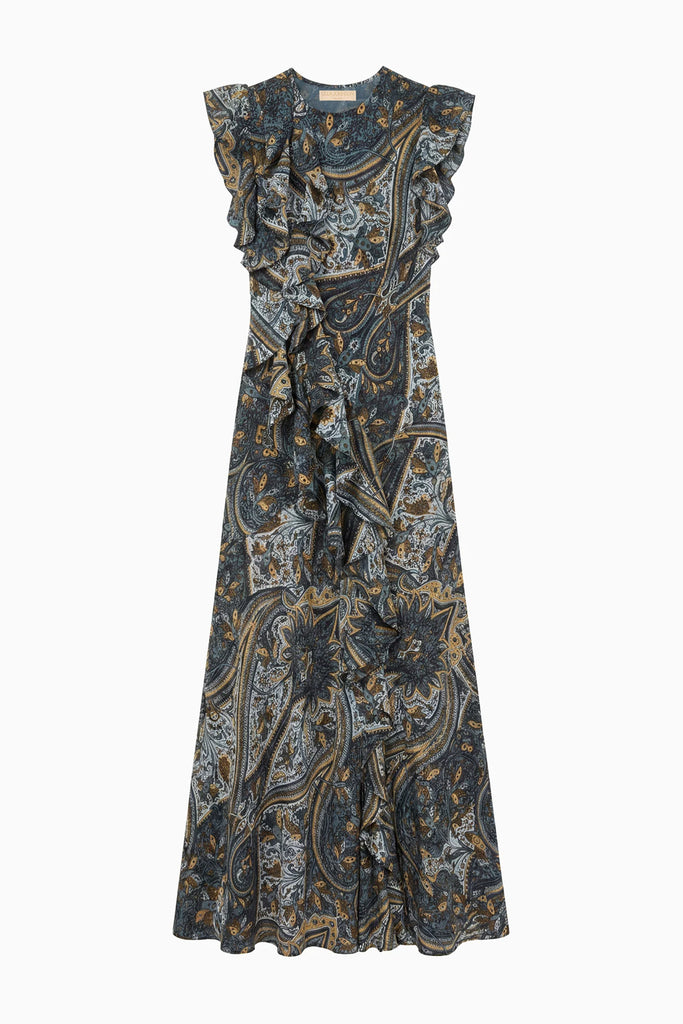 Ameline Silk Dress Prussian