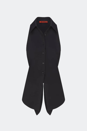 Loch Sleeveless Poplin Button Up Black