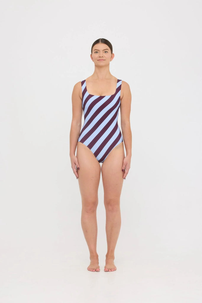 Cat One Piece Dusty Blue Plum