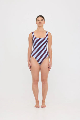 Cat One Piece Dusty Blue Plum