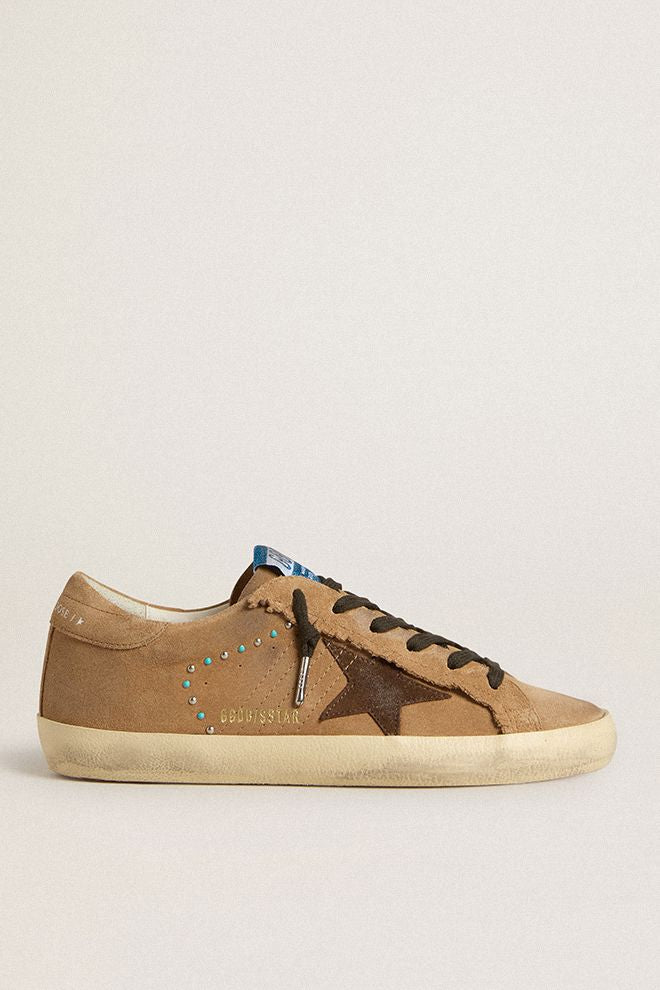 Superstar Sneaker Tabacco Brown Turquoise Studs