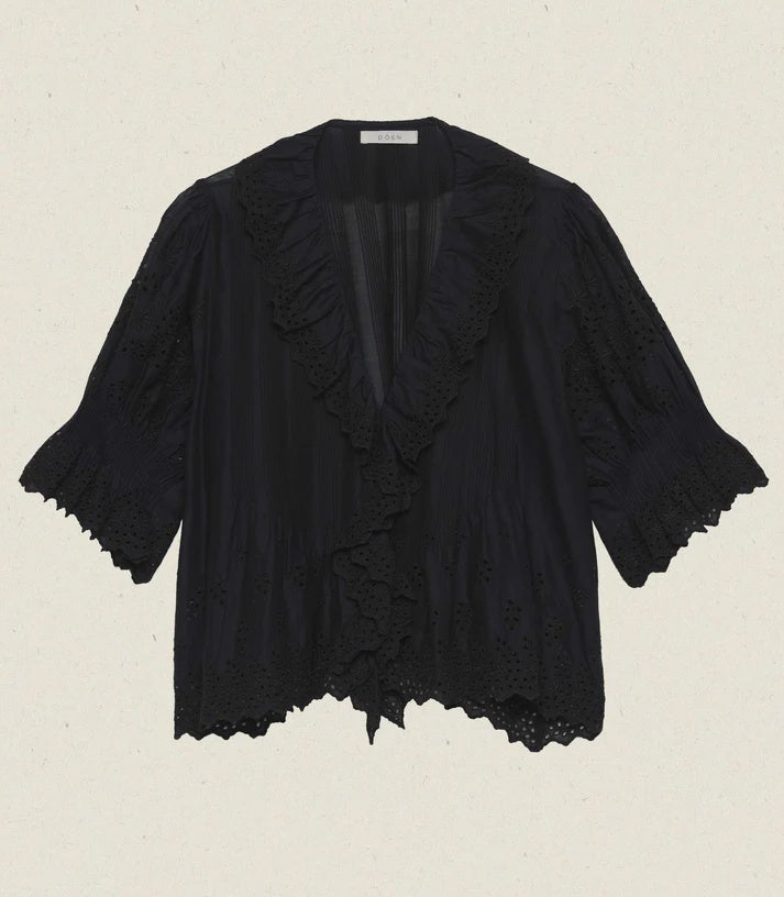 Henri Top Black Eyelet