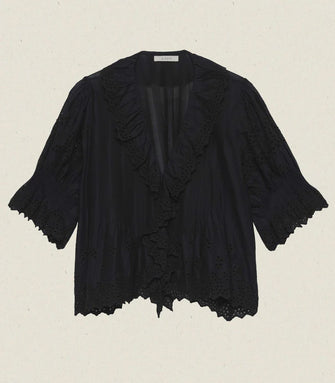 Henri Top Black Eyelet