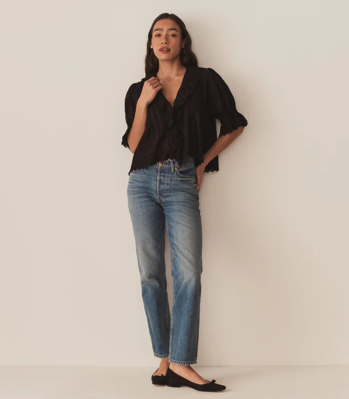 Henri Top Black Eyelet