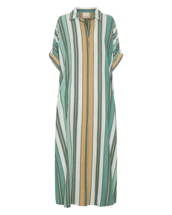 Melanie Caftan Green Fez Stripe