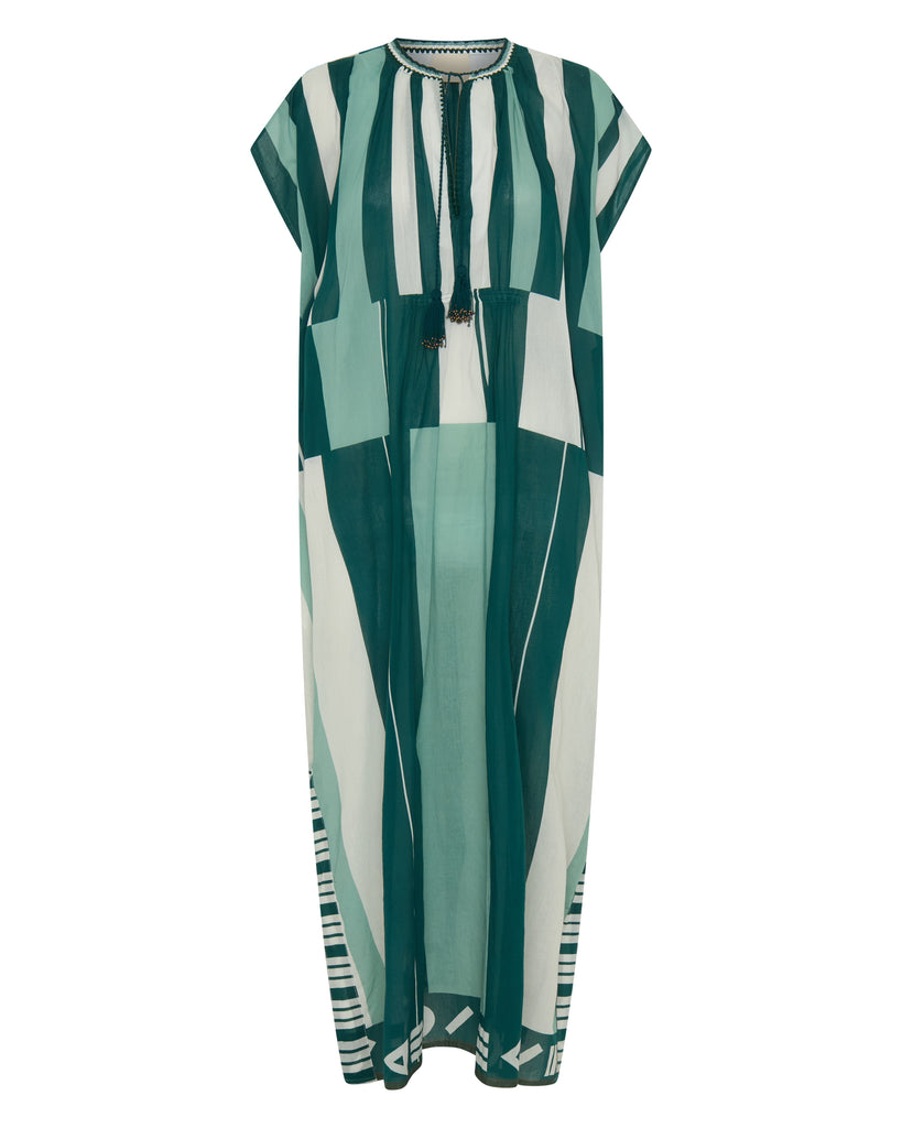 Thaddeus Caftan Green Sarong Voile