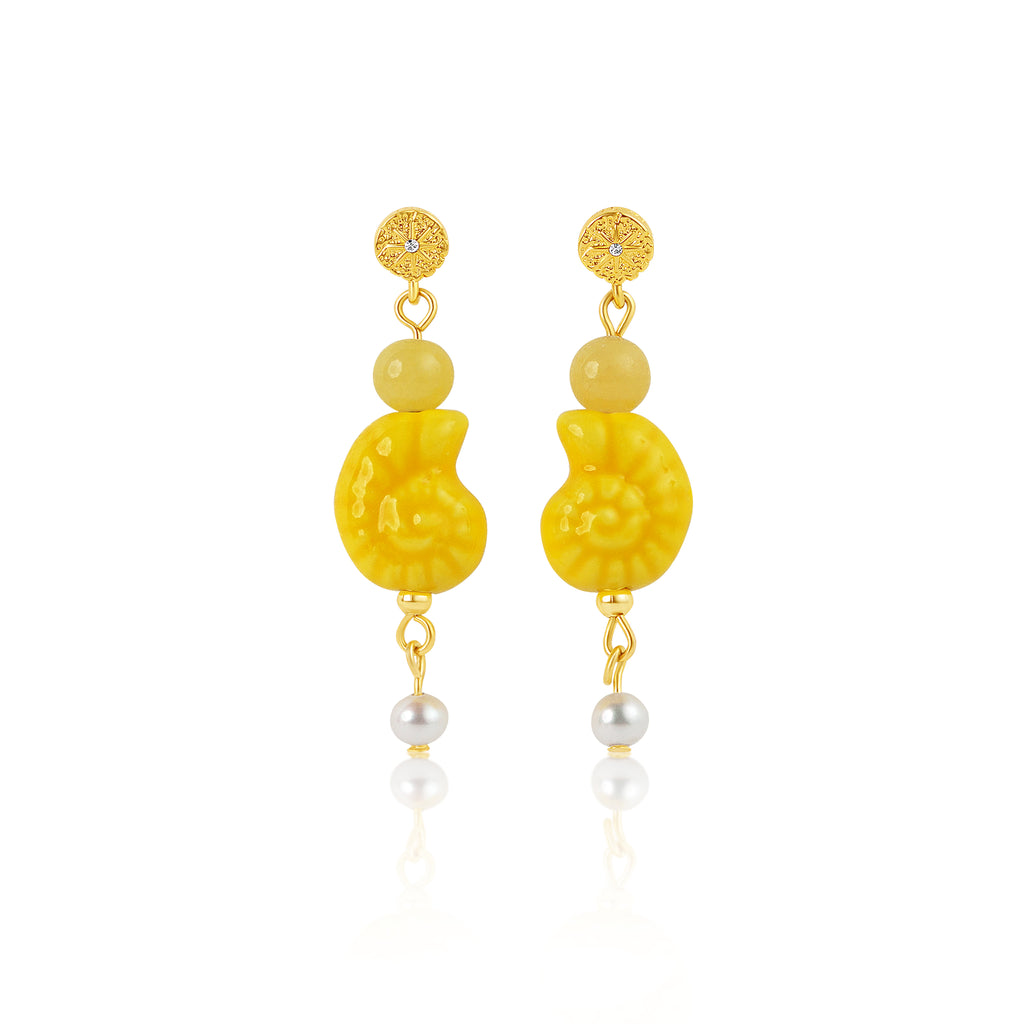 San Sebastian Conch Earrings Buttercup Gold