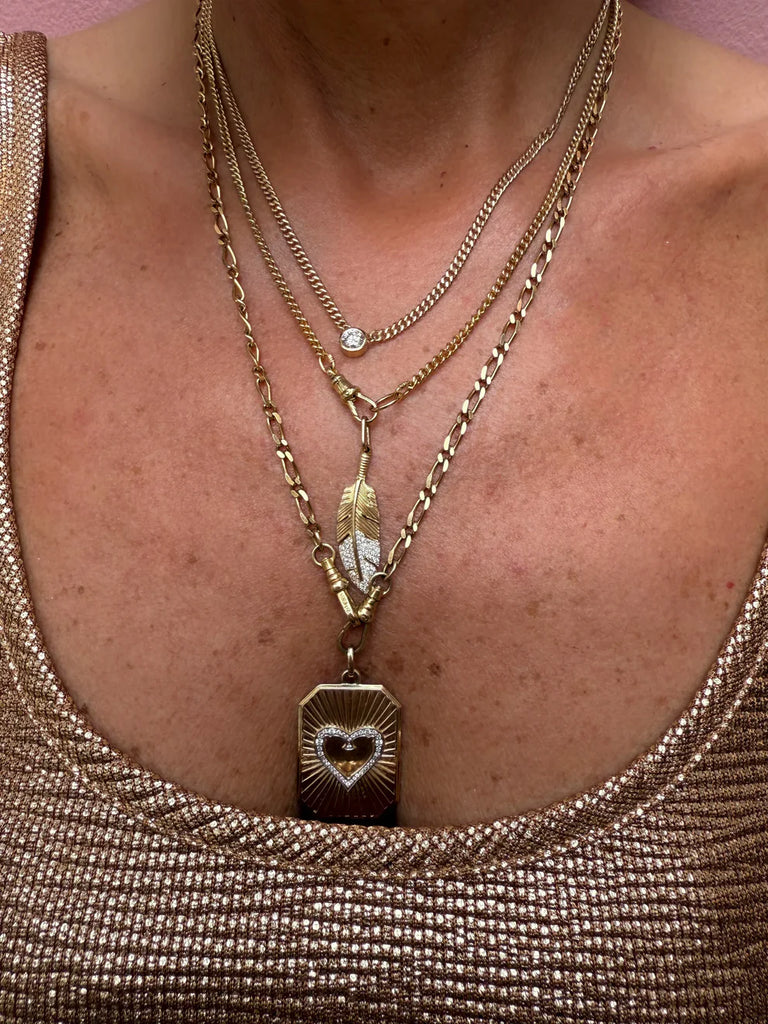 Emma Fluted Heart Diamond Pendant Dogtag