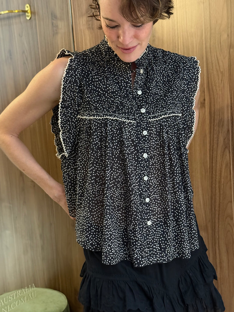 Dersia Top Black Ecru