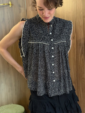 Dersia Top Black Ecru