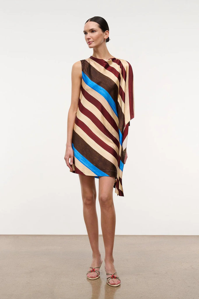 Sabina Silk Dress Caffe Stripe