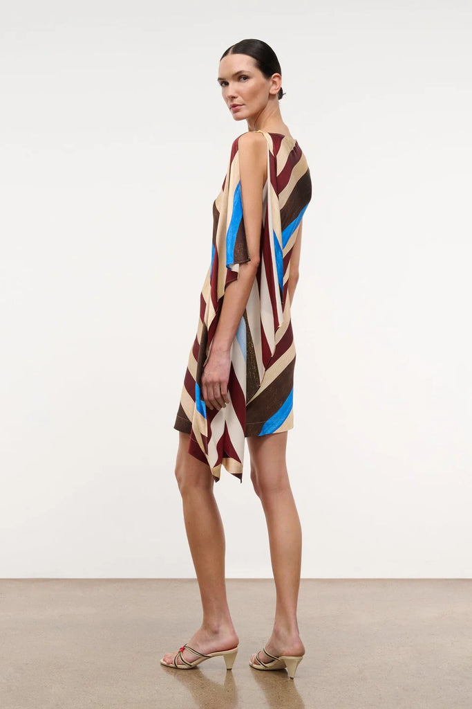 Sabina Silk Dress Caffe Stripe