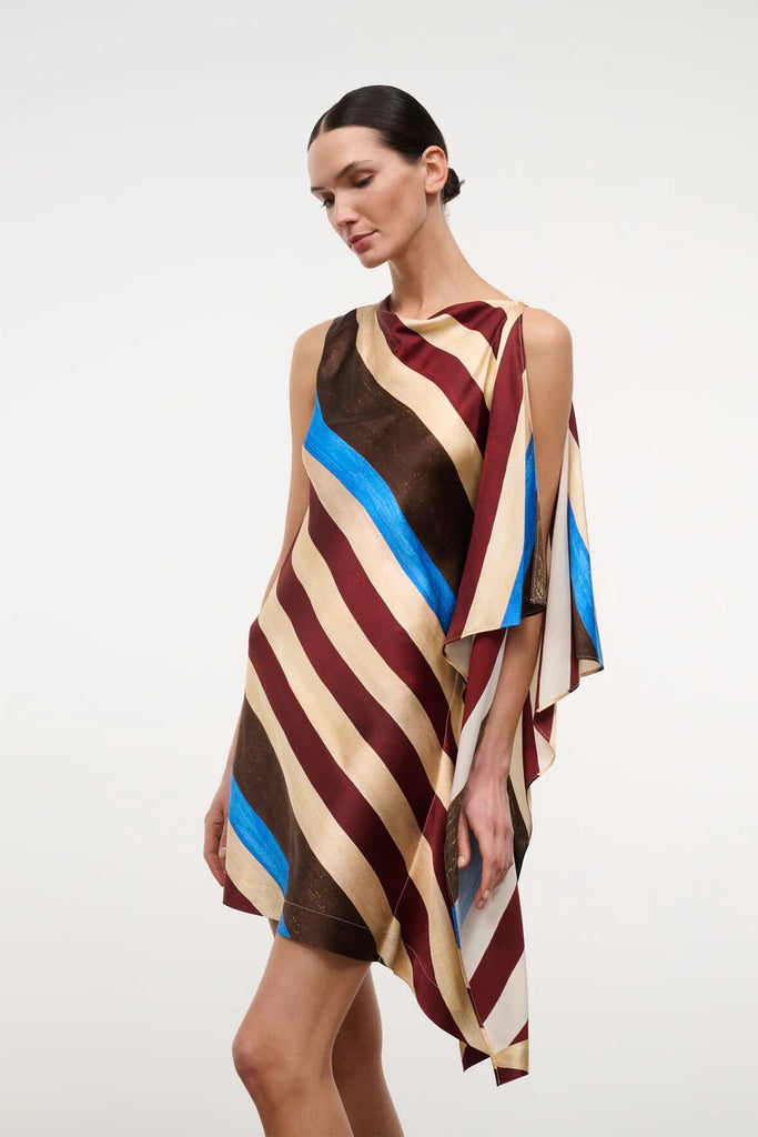 Sabina Silk Dress Caffe Stripe