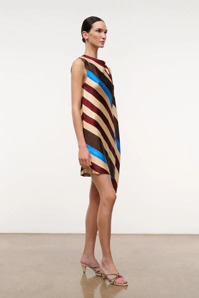 Sabina Silk Dress Caffe Stripe