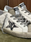 Superstar Sneaker White Zebra Tan Silver