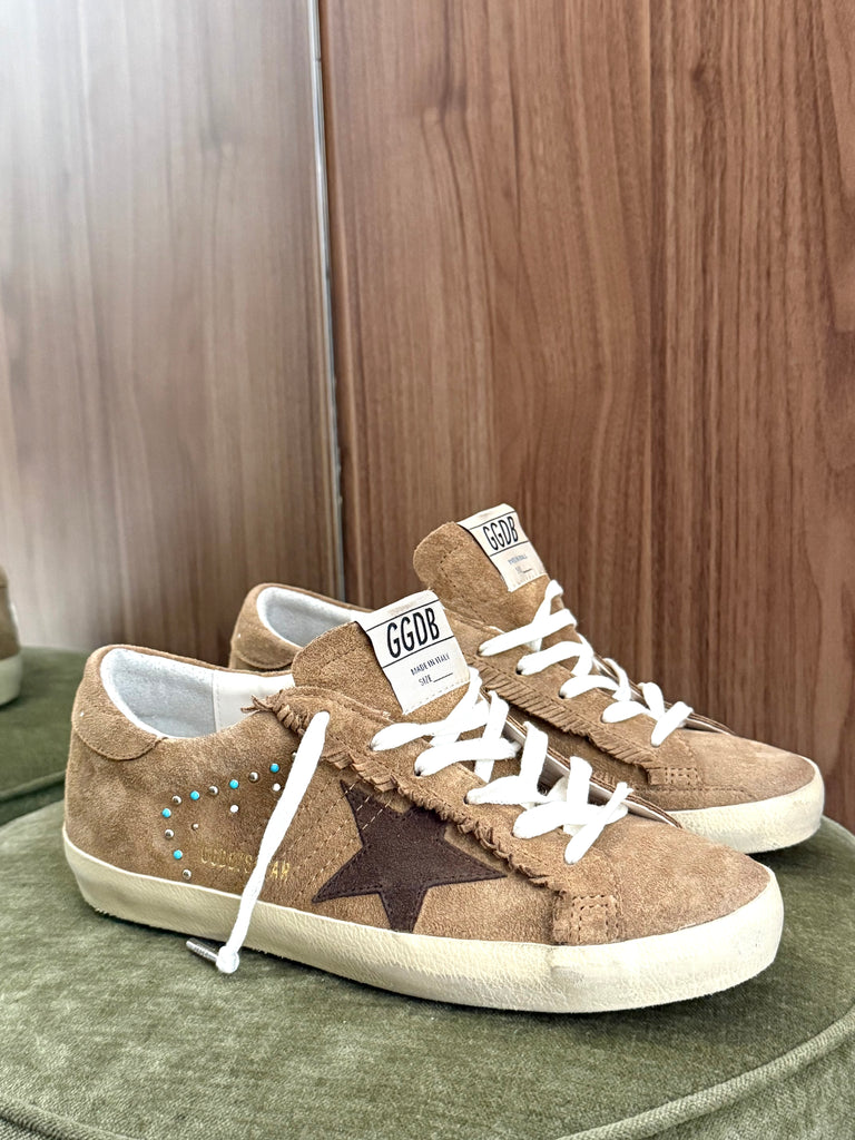 Superstar Sneaker Tabacco Brown Turquoise Studs