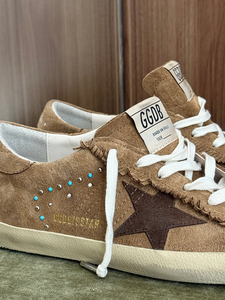 Superstar Sneaker Tabacco Brown Turquoise Studs