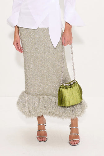 Tassel Evening Bag Moss Green