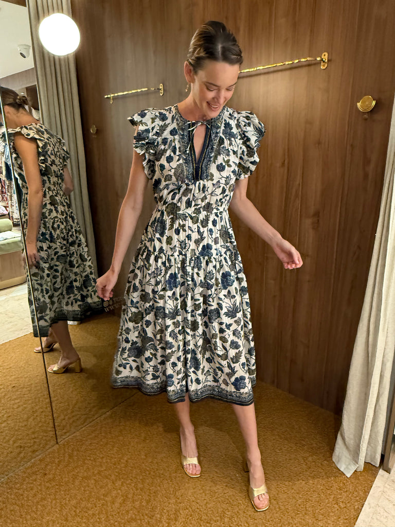 Kairi Midi Dress in Porcelain