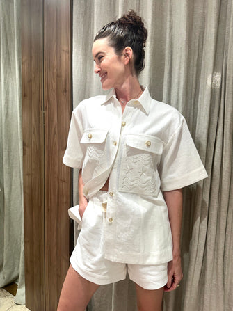 Flowers Forever Embroidered Shirt Magnolia