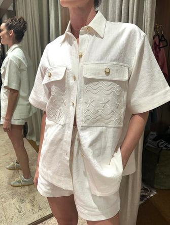 Flowers Forever Embroidered Shirt Magnolia