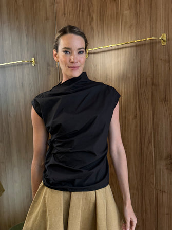 Stretch Cotton Ruched Top